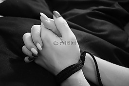 手,指甲,繩子