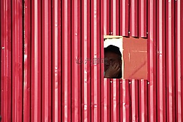 建筑工人,施工围栏,窗口