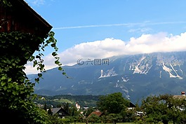 布莱德湖,山,夏天