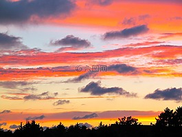日落,傍晚的天空,太陽