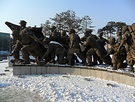 雪,冬天,雕像