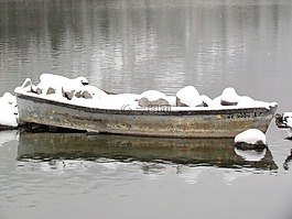 雪,船,冬天