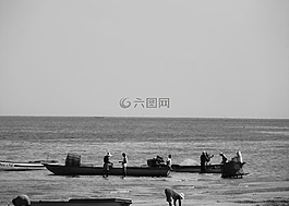 小船,海滩,钓鱼船