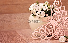 廠,蝴蝶,白色的花