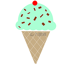冰淇淋,錐,薄荷