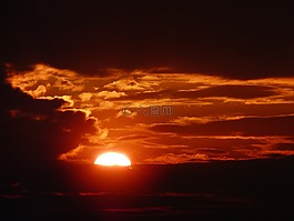 日落,紅色,傍晚的天空