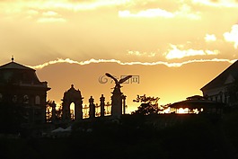 日落,背光,剪影