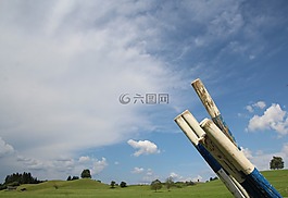 天空,藍白色,草地