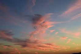 日落,云,粉红色