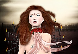 女孩,紋身,性感