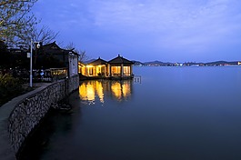 餐飲,湖水,燈光