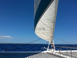 海,帆船,藍色