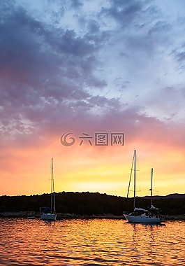 水,日落,天空