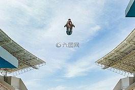 跳傘,天空,建筑物