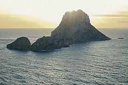 日落,島,和平