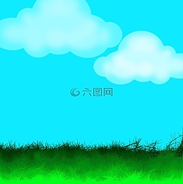 草,天空,云