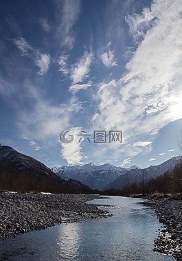 河,天空,云