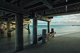 碼頭,海灘,海