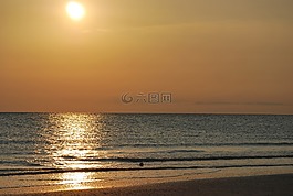 太陽,日落,海灘