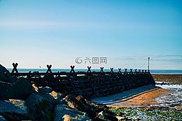 海灘,防波堤,海岸