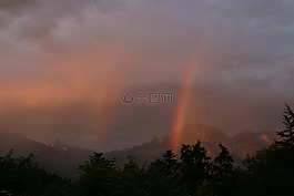 日落,彩虹,心情