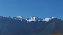 山,藍(lán)色,雪
