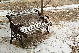 長凳,公園,雪