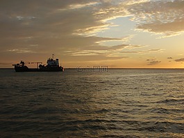 日落,天空,海灘