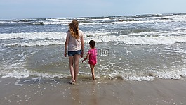 女孩,海灘,海
