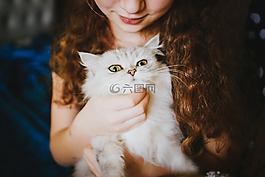 女孩,小貓,年輕