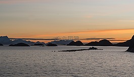 挪威,海岸線,日落