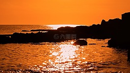 巖質(zhì)海岸,日落,海