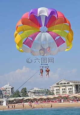 滑翔傘,海灘,側(cè)