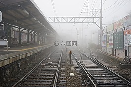 軌道,站,霧