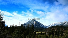 山,天空,森林