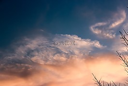日落,太陽日落,天空