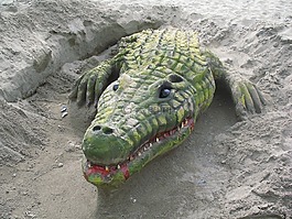 鱷魚,沙,雕塑