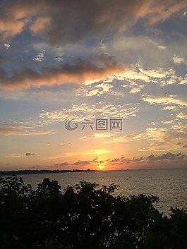 夕阳,冲绳,海