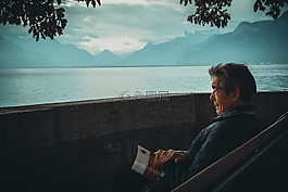男子,景觀,山