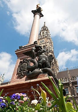 慕尼黑,marienplatz,玛丽的雕像