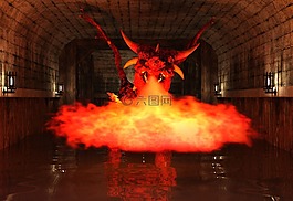 地下,龍,火
