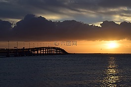 日落,橋,天空