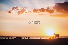 海灘,日落,日落海灘