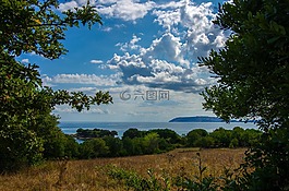 景觀,海洋,云