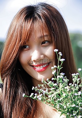 肖像,花,女子
