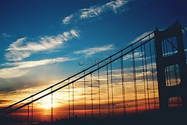 日落,橋,天空
