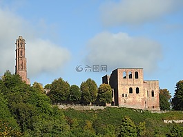 废墟,修道院遗址,坏恩 dürkheim
