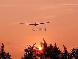 滑翔機(jī),日出,日落