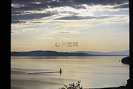 湖,碼頭,天空