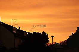 天空,紅色,橙